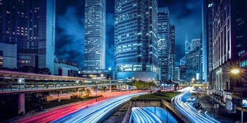 city traffic lights at night